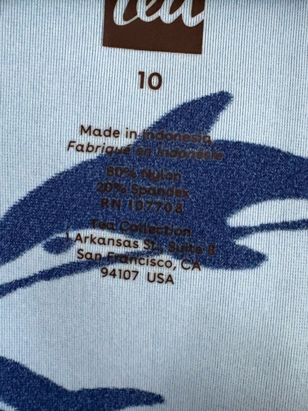 New Tea Collection Girls Rashguard. Size 10 - Picture 5 of 5